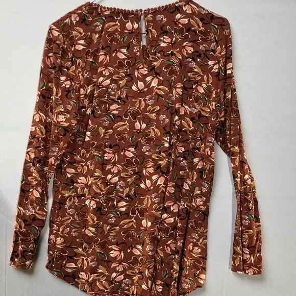 Anthropologie Daniel Rainn Darrel Crochet Yoke Knit Floral Print Top Petite M - Picture 3 of 9
